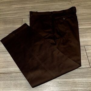 Haggar Brown Cotton Men's Regular Fit Straight Leg Casual Pants